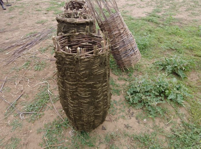 Bee hives cylinder made of flexible branches