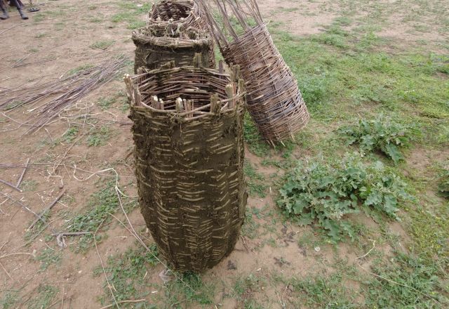 Bee hives cylinder made of flexible branches
